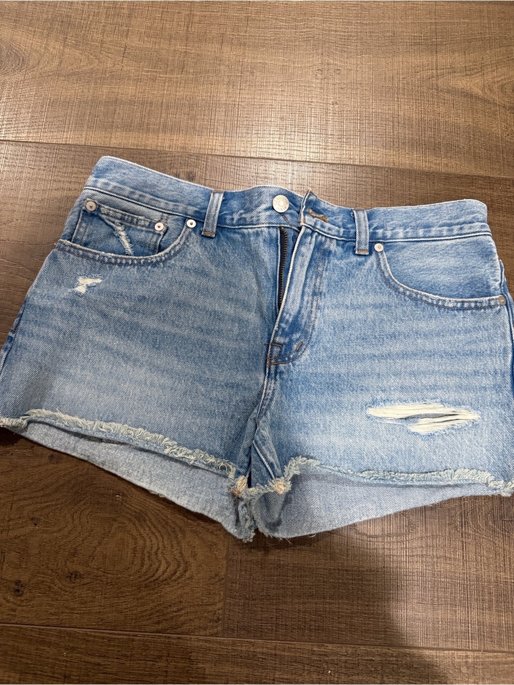 Madewell Light Blue Distressed Denim Cutoff Shorts